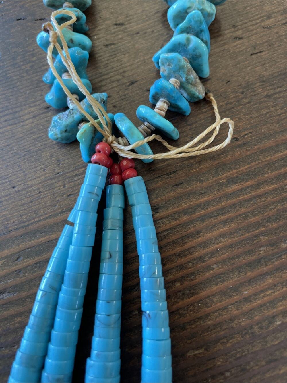 Turquoise Jacla Necklace Coral & Shell Tribal Hand Crafted